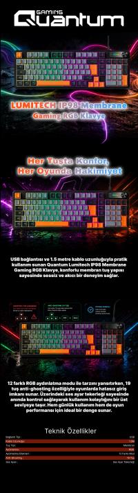 QUANTUM GAMING Lumitech Membran IP98 19 Tuş Anti-Ghosting RGB  Knob+Logo Ekran Kablolu Gaming Klavye - 5